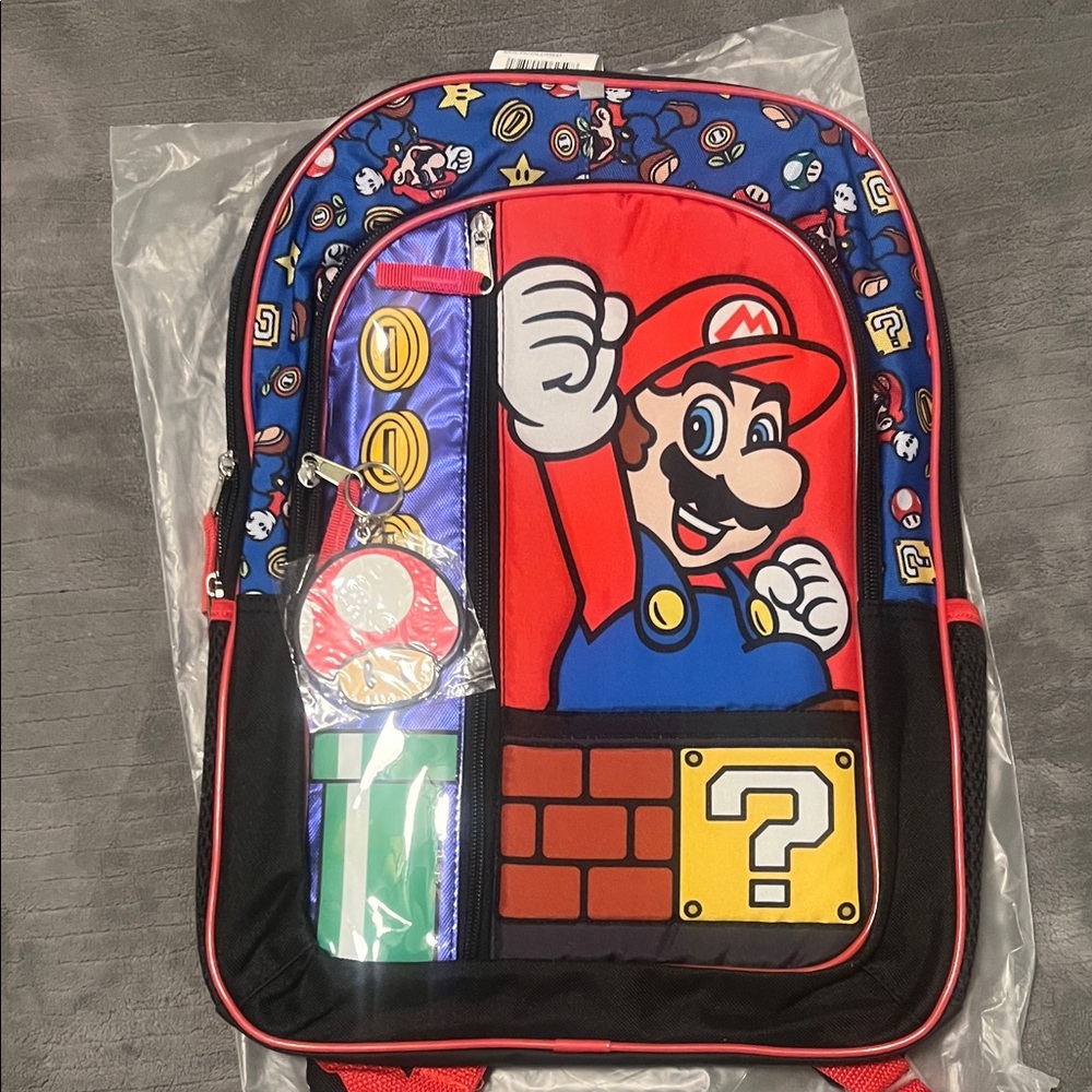 Super Mario Backpack with Red and Black Design